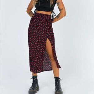 Princess Polly Black and Red Midi Pencil Skirt with Slit